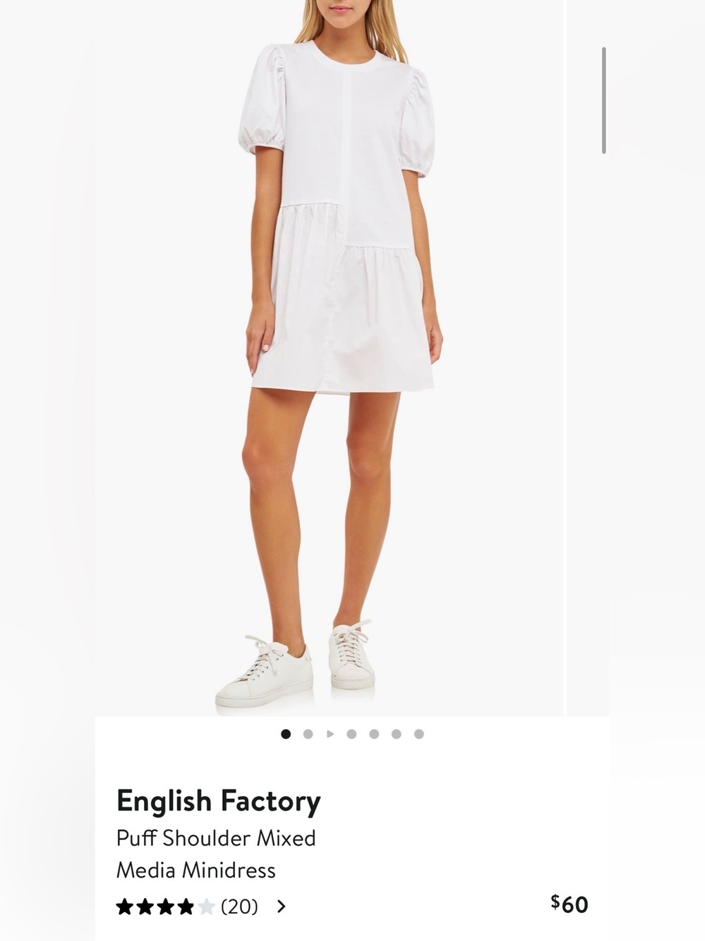 Women’s English Factory Puff Shoulder Mixed Media Minidress (White) - Size Med